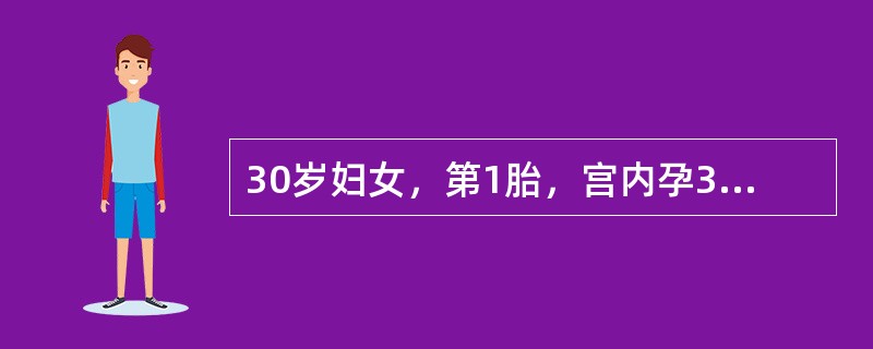 30岁妇女，第1胎，宫内孕34周。有原发性高血压，合并妊娠高血压综合征。3小时前