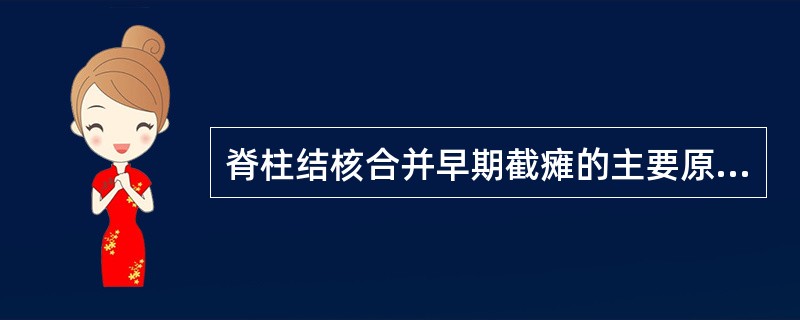 脊柱结核合并早期截瘫的主要原因是（）。
