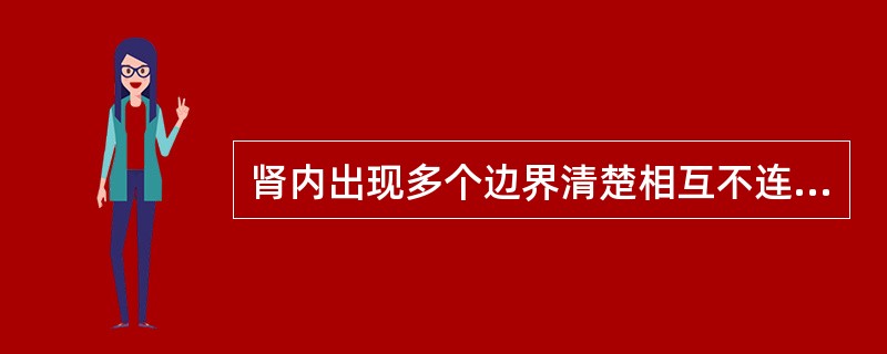 肾内出现多个边界清楚相互不连通的圆形无回声液性暗区（）