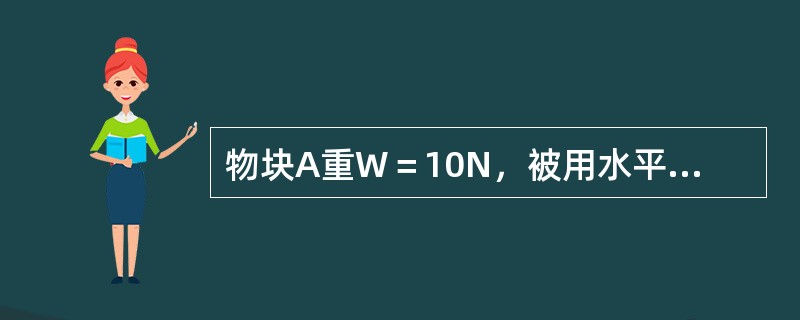 物块A重W＝10N，被用水平力Fp＝50N挤压在粗糙的铅垂墙面B上，且处于平衡，