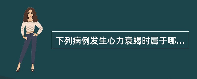 下列病例发生心力衰竭时属于哪项机制。男性，40岁，因胸闷、气急来诊。心脏超声检查