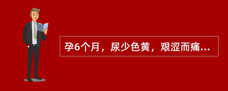 孕6个月，尿少色黄，艰涩而痛，面赤心烦，口舌生疮，舌红苔黄，脉细滑数。治宜