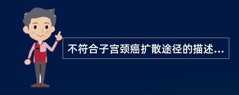 不符合子宫颈癌扩散途径的描述是（）。