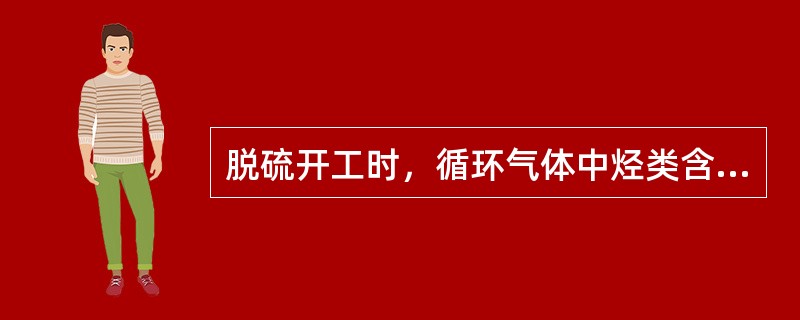 脱硫开工时，循环气体中烃类含量的要求应（）