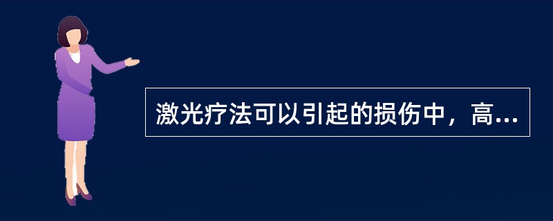 激光疗法可以引起的损伤中，高强度激光的高热（）。