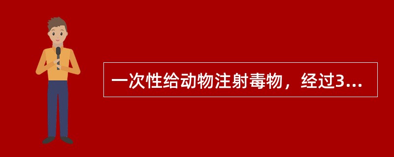 一次性给动物注射毒物，经过3个月生物半衰期后，该毒物在体内的蓄积量为（）。