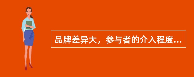 品牌差异大，参与者的介入程度高的购买行为属于（）。