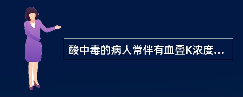 酸中毒的病人常伴有血叠K浓度增加，其原因是（）