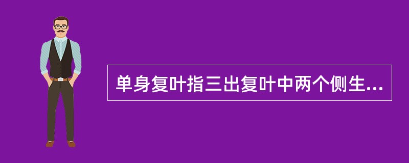 单身复叶指三出复叶中两个侧生小叶消失，其总叶柄与小叶连接处有（）