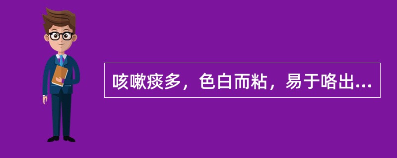 咳嗽痰多，色白而粘，易于咯出，咳声重浊，胸部满闷或喘促短气，纳呆腹胀，舌淡、苔白