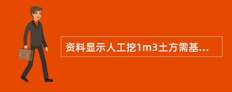 资料显示人工挖1m3土方需基本工作时间63min，辅助工作时间占工作延续时间3%