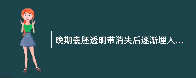 晚期囊胚透明带消失后逐渐埋入且被子宫内膜所覆盖的过程为受精卵着床。