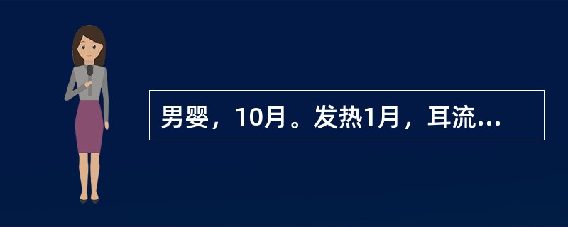 男婴，10月。发热1月，耳流脓10天，皮疹5天入院。经查诊断为郎格罕细胞组织细胞