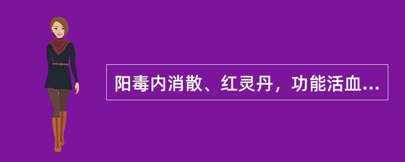 阳毒内消散、红灵丹，功能活血止痛、消肿化痰，适用于一切阳证；阴毒内消散、桂麝散、