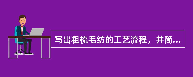 写出粗梳毛纺的工艺流程，并简述各工序的主要作用。