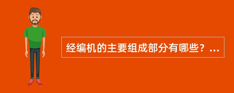 经编机的主要组成部分有哪些？简述经编组织中线圈的三种形式。