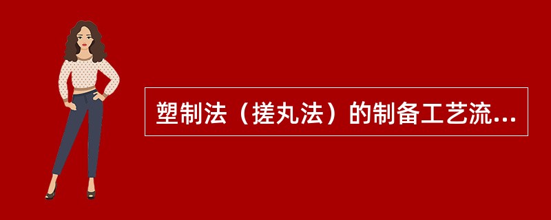 塑制法（搓丸法）的制备工艺流程主要为（）→（）→（）→（）。