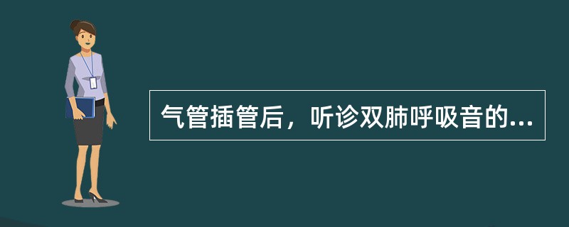 气管插管后，听诊双肺呼吸音的目的是：确定（）、（）、（）。