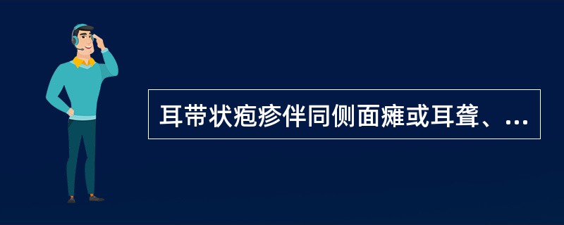 耳带状疱疹伴同侧面瘫或耳聋、眩晕等表现时称Hunt’s综合征。