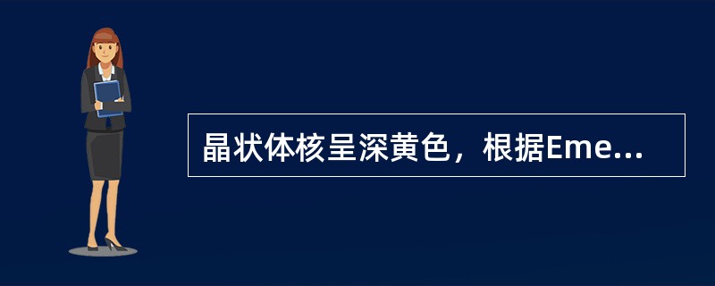 晶状体核呈深黄色，根据Emery分级为