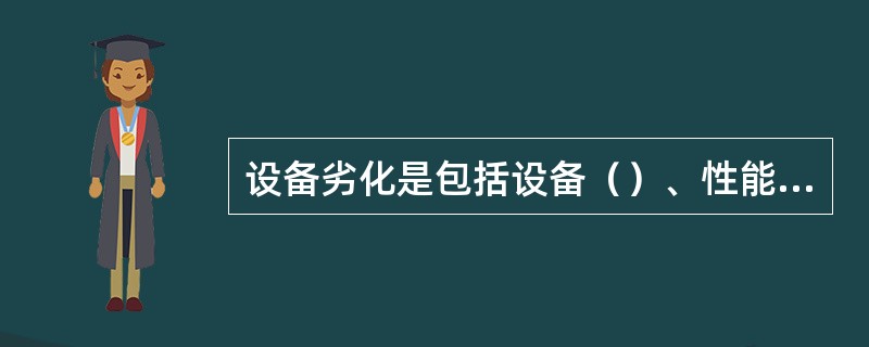 设备劣化是包括设备（）、性能降低、突发故障、设备损坏和经济价值降低等状态表现的总