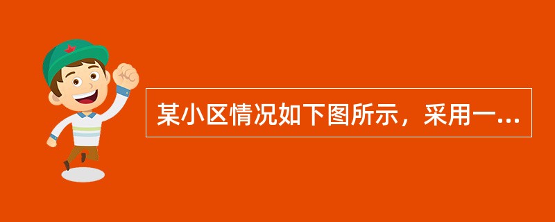 某小区情况如下图所示，采用一次分光相对集中的方式，请画出网络拓扑图，并标出每段光