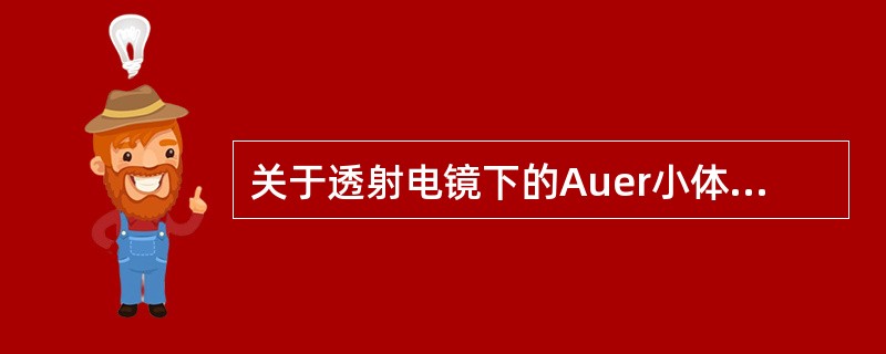 关于透射电镜下的Auer小体，叙述不正确的是A、透明的棒状体，内有疏松的纤维状物