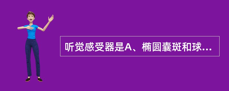 听觉感受器是A、椭圆囊斑和球囊斑B、壶腹嵴C、螺旋器D、血管纹E、基底膜