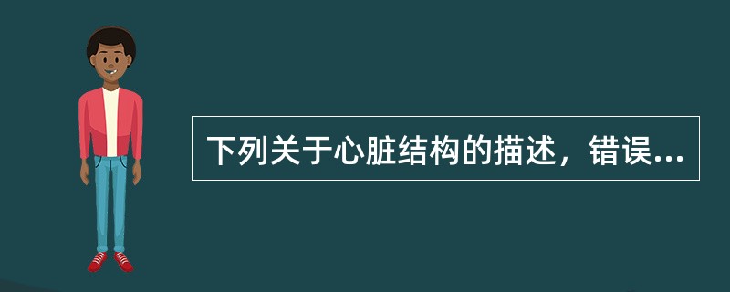 下列关于心脏结构的描述，错误的是A、心壁由心内膜、心肌膜和心外膜构成B、右心室肌