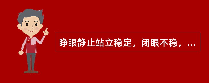 睁眼静止站立稳定，闭眼不稳，最可能存在的问题是A、视觉B、听觉C、本体觉D、前庭