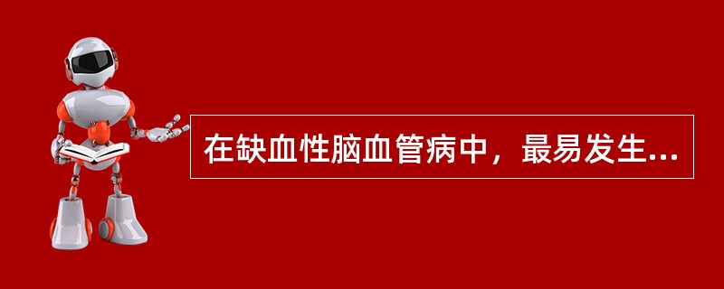 在缺血性脑血管病中，最易发生出血性梗死的是A、脑栓塞B、脑梗死C、腔隙性梗死D、