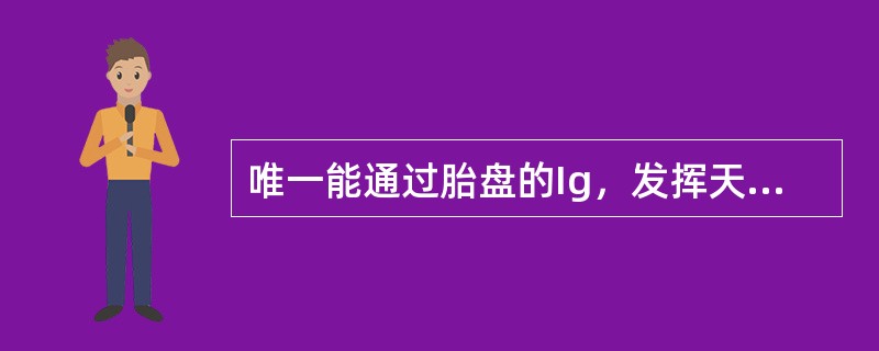 唯一能通过胎盘的Ig，发挥天然被动免疫功能的Ig是