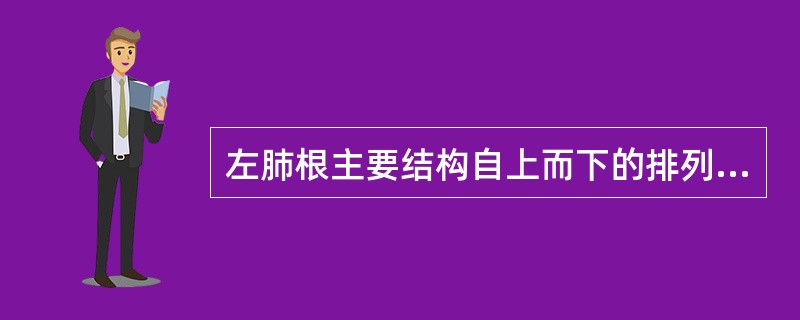 左肺根主要结构自上而下的排列顺序是A、肺上静脉和肺下静脉、支气管、肺动脉B、支气