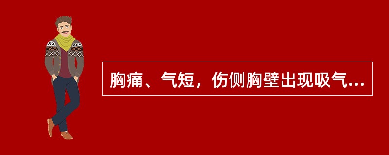 胸痛、气短，伤侧胸壁出现吸气时胸壁内陷、呼气时鼓出