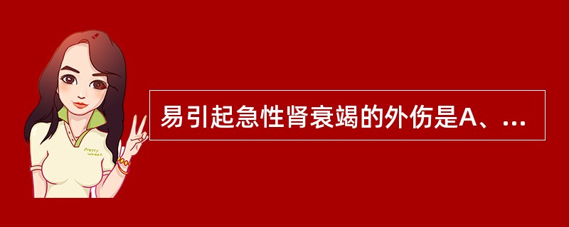 易引起急性肾衰竭的外伤是A、严重挤压伤B、脾破裂C、创伤性窒息D、血气胸E、严重