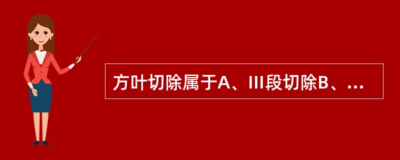方叶切除属于A、Ⅲ段切除B、Ⅳa段切除C、Ⅳb段切除D、Ⅴ段切除E、Ⅷ段切除 -