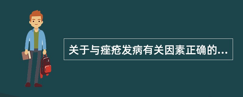 关于与痤疮发病有关因素正确的是A、与性别无关B、与长期接触水有关C、与种族无关D
