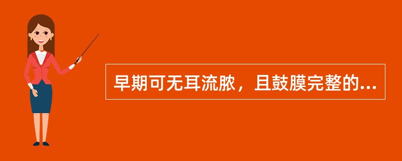 早期可无耳流脓，且鼓膜完整的中耳炎是A、慢性单纯型中耳炎B、先天性原发性胆脂瘤型