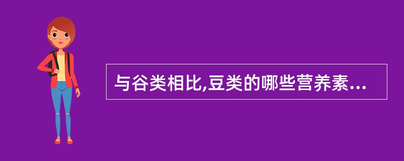 与谷类相比,豆类的哪些营养素含量较高( )。