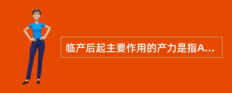 临产后起主要作用的产力是指A、腹肌收缩力B、肛提肌收缩力C、圆韧带收缩力D、腹肌