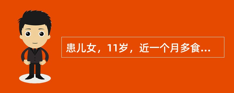 患儿女，11岁，近一个月多食，易饥饿、消瘦、面红、易激动，自觉心悸并发现颈部增粗