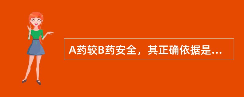 A药较B药安全，其正确依据是A、A药的LD50£¯ED50比值比B药的大B、A药