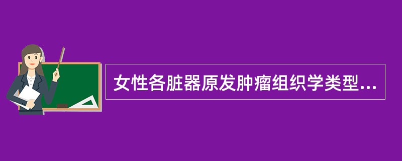 女性各脏器原发肿瘤组织学类型最多的器官是A、垂体B、甲状腺C、肾上腺D、卵巢E、