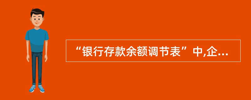 “银行存款余额调节表”中,企业银行存款账面余额应减去( )。