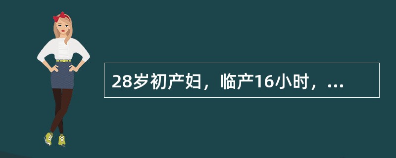 28岁初产妇，临产16小时，肛查宫口开全2小时，先露头达棘下2cm，骨产道正常，