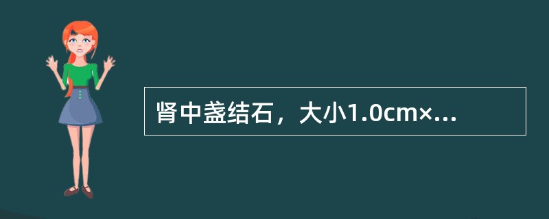 肾中盏结石，大小1.0cm×0.8cm。治疗方式宜采取