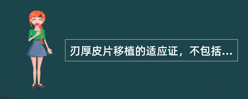 刃厚皮片移植的适应证，不包括A、大面积烧伤创面覆盖B、口腔、鼻腔、眼窝等部位创面