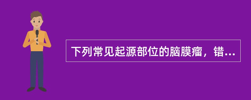 下列常见起源部位的脑膜瘤，错误的是A、凸面脑膜瘤位于大脑或小脑半球；矢状窦旁脑膜