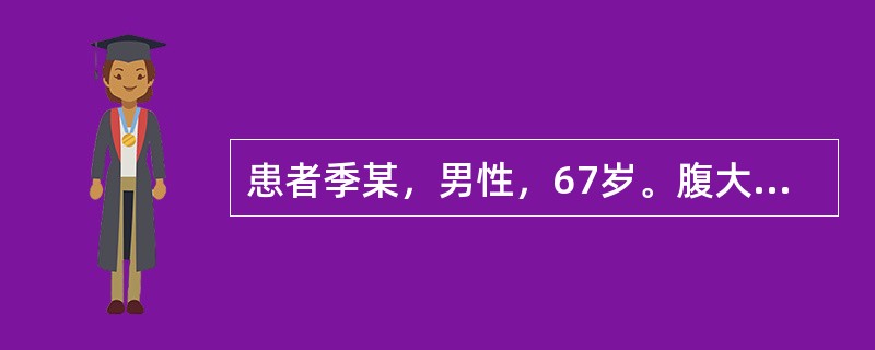 患者季某，男性，67岁。腹大胀满不舒，早宽暮急，面色苍黄，脘闷纳呆，神倦怯寒，四