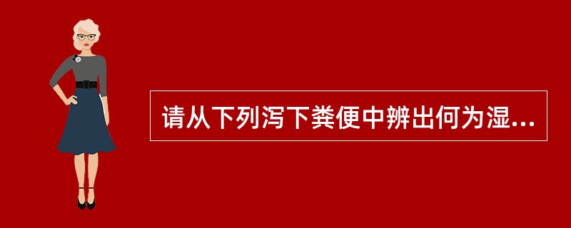 请从下列泻下粪便中辨出何为湿热泄泻的特点A、泄泻清稀甚至如水样B、泄下粪色黄褐而